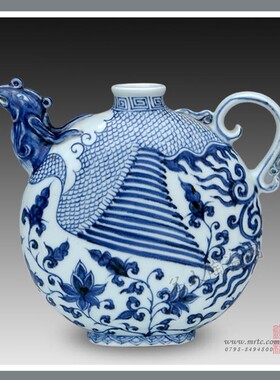 元青花陶瓷名家陶瓷精品仿古瓷仿古瓷器仿元青花凤头壶