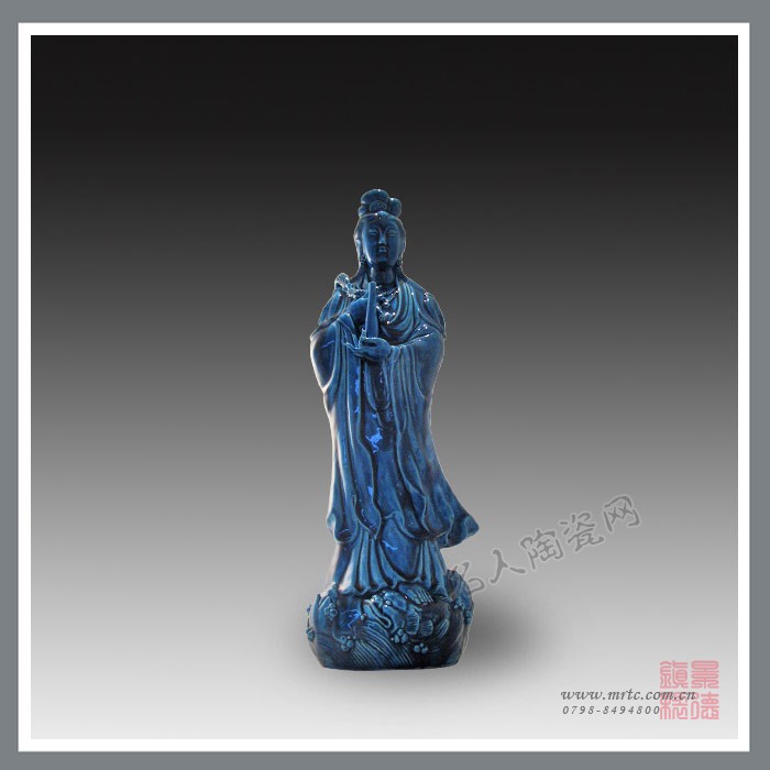 刘远长大师仿古观音工艺美术大师作品陶瓷雕塑景德镇陶瓷
