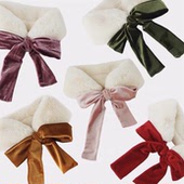 本守造原创手工仿皮草毛领假领冬保暖围脖围巾丝绒绑带A