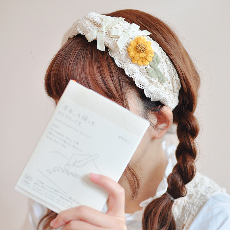原创手工蕾丝宽边交叉日韩风发箍