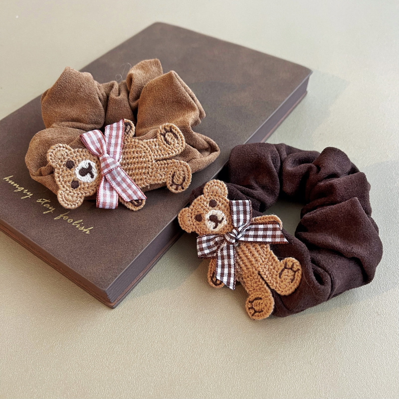 手工毛线小熊发圈肥肠日系可爱