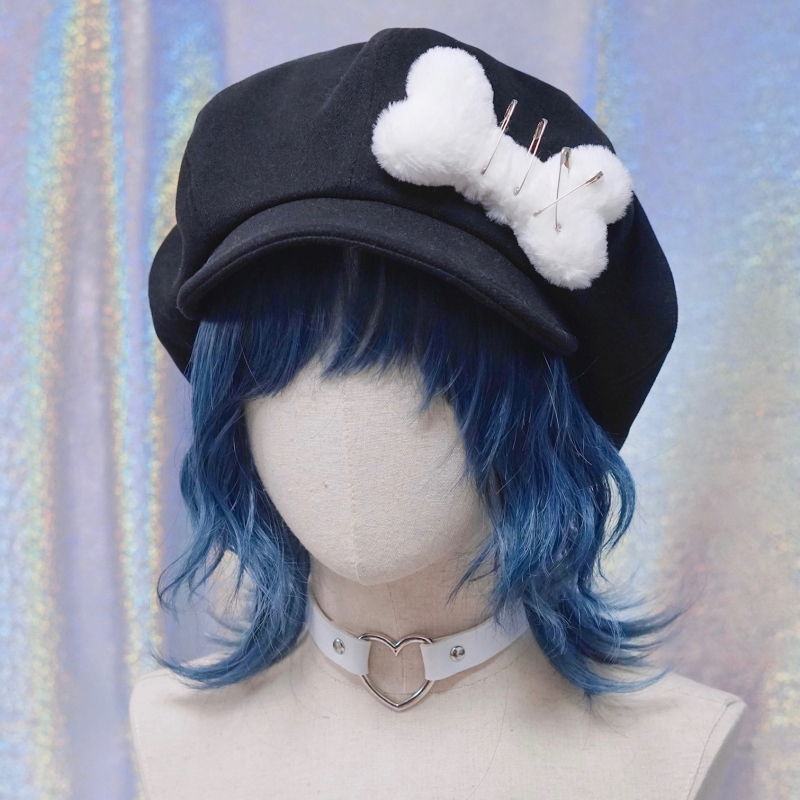 本守造原创毛绒骨头别针云朵帽