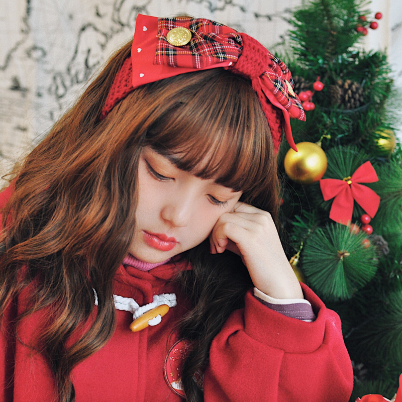 本守造针织保暖圣诞新年蝴蝶结