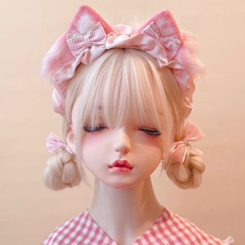 本守造原创格子蝴蝶结猫耳发箍