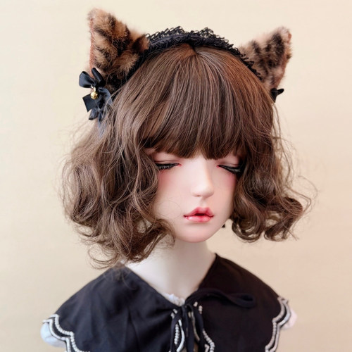 本守造原创手工豹纹毛绒猫耳发箍