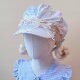 本守造原创手工蕾丝蝴蝶结碎花格子拼接云朵帽春夏秋冬蓝色