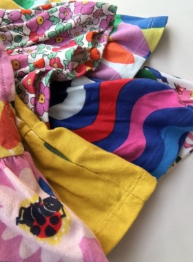 2-12码 英单bd儿童纯棉条纹印花短裙裤裙儿童半身裙