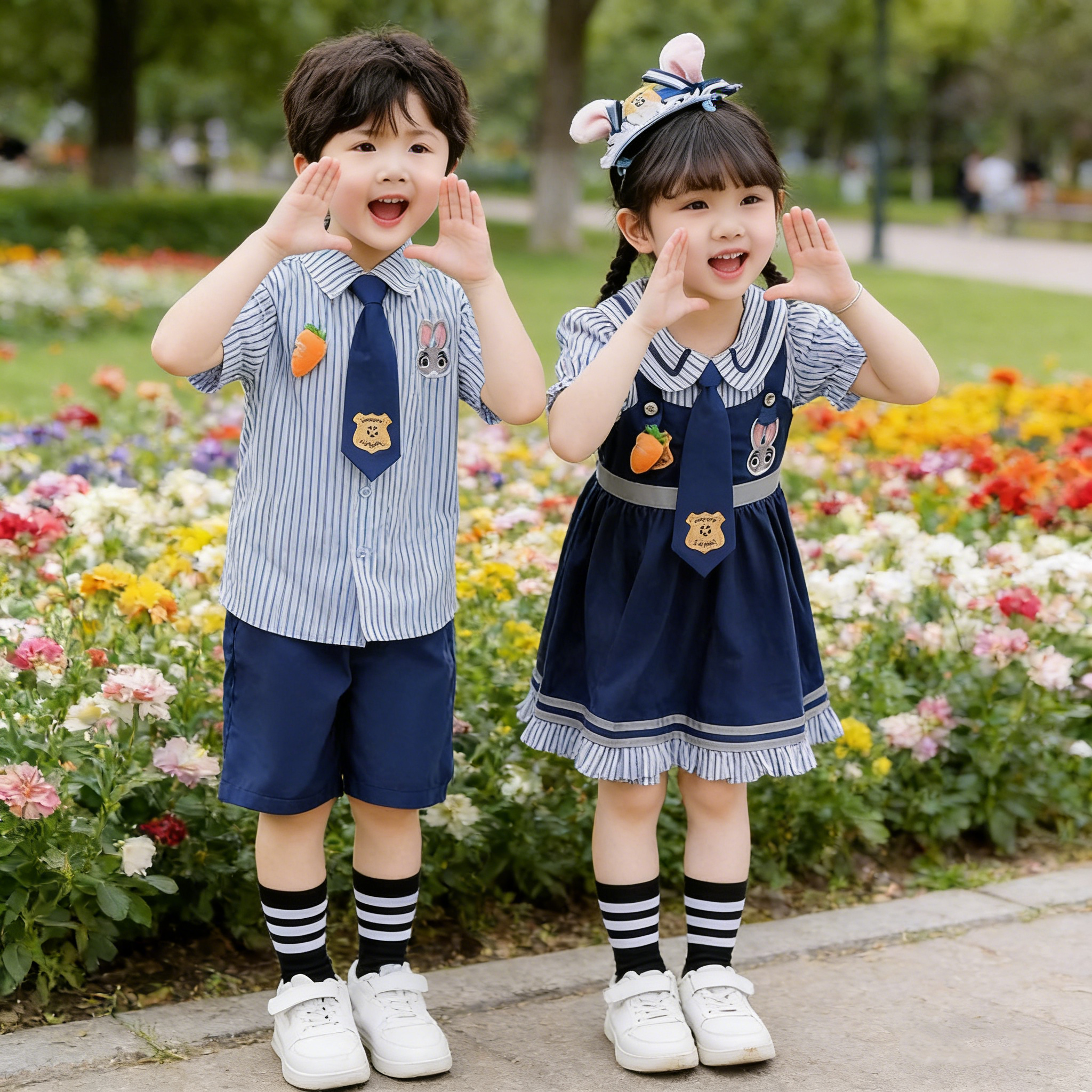 六一儿童演出服兔子警官cos套装学院风衣服女童洛丽塔连衣裙夏装