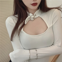 Korean version 2020 winter new long sleeve solid color with bottom layer