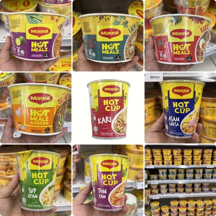 订购马来西亚 Maggi HOT CUP 美极冬阴亚参叻沙咖哩鸡汤杯面 Kari