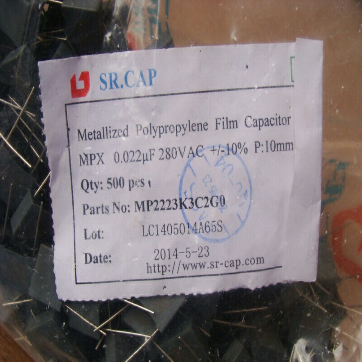 【请询价】022uf280V电容每包500PCS间距10mm