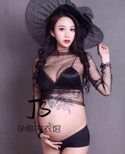 孕妇拍照内衣内裤套装白色蕾丝性感美背超薄款纯棉怀孕期写真孕照