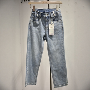 唯美品牌女裤2026早秋新款M7760时尚舒适刺绣拼接烟管九分牛仔裤