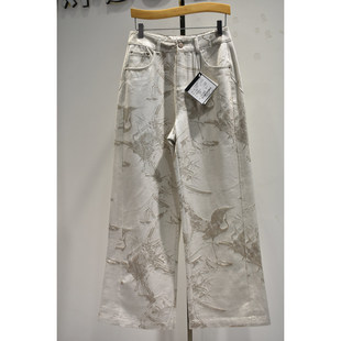 秋奕品牌女裤2026春季新品66206时尚高腰显瘦舒适印花阔腿裤