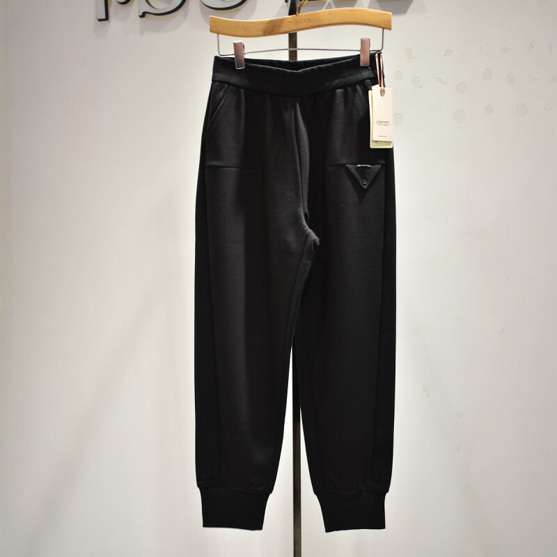 品牌女裤2026春季专柜新品舒适显瘦时尚休闲松紧腰束脚卫裤D1159