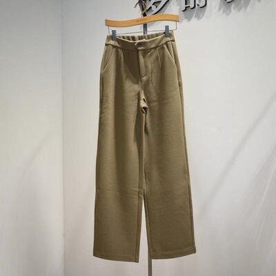 新款阔腿舒适裤高腰中弹松紧腰