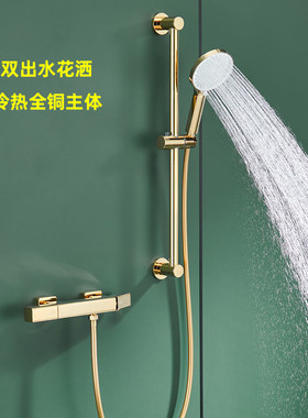 金色全铜淋浴花洒套装