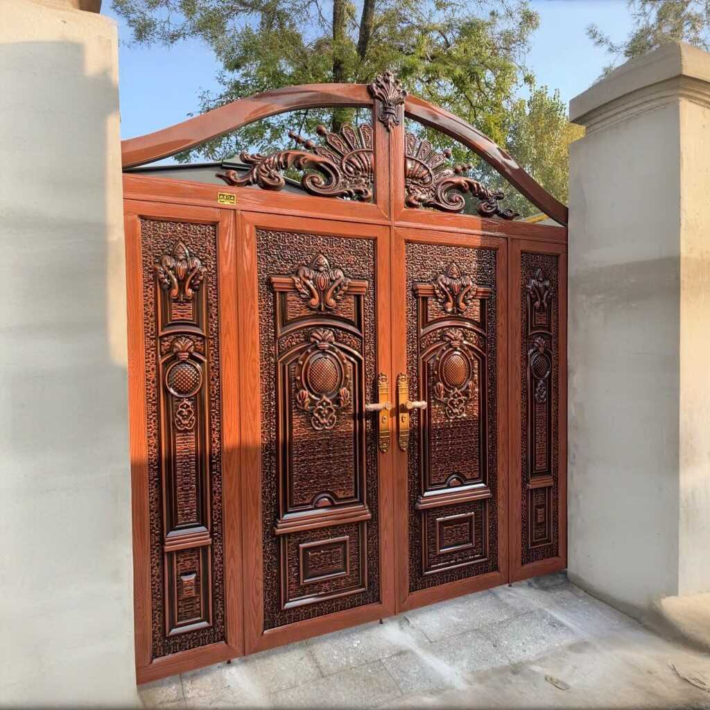 农村双扇庭院自建房烤漆进户大门