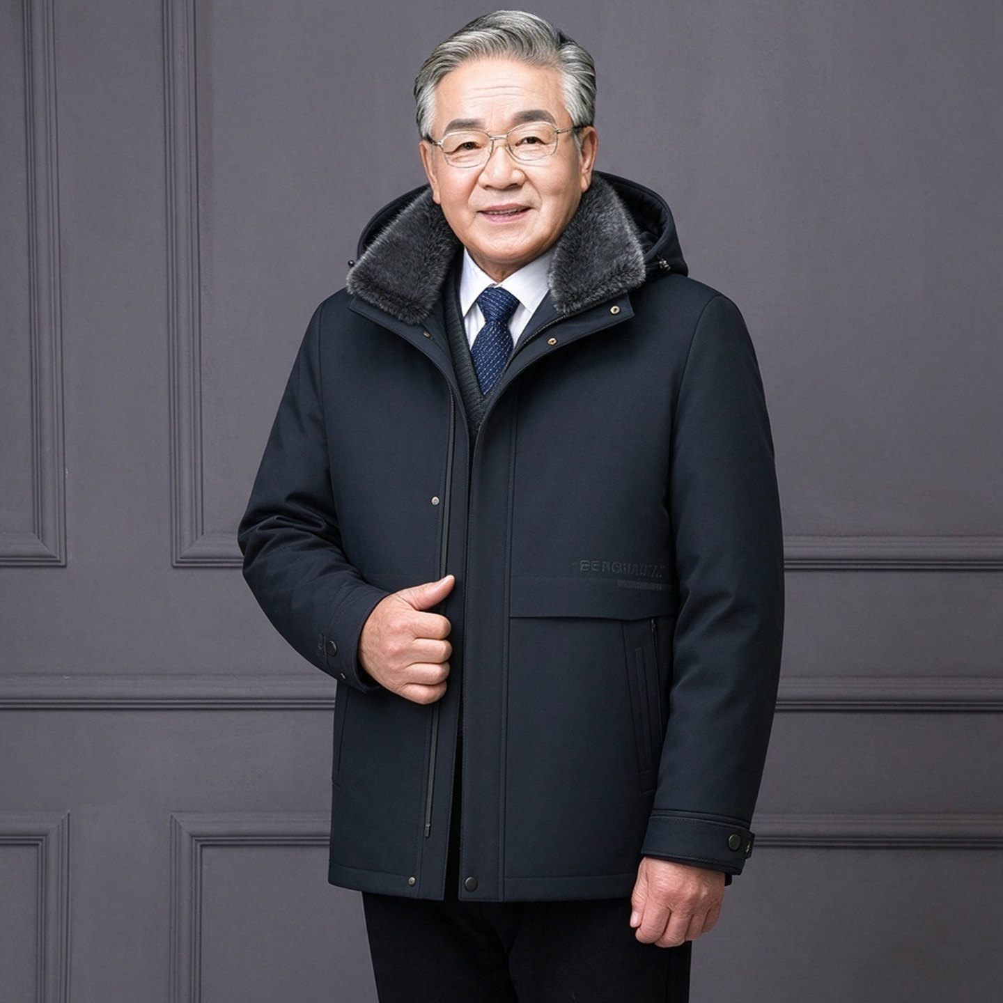 冬季脱卸帽棉袄男士中老年外套
