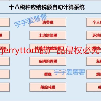 十八种税种应纳税额自动计算系统 全税种应纳税额自动计算模板