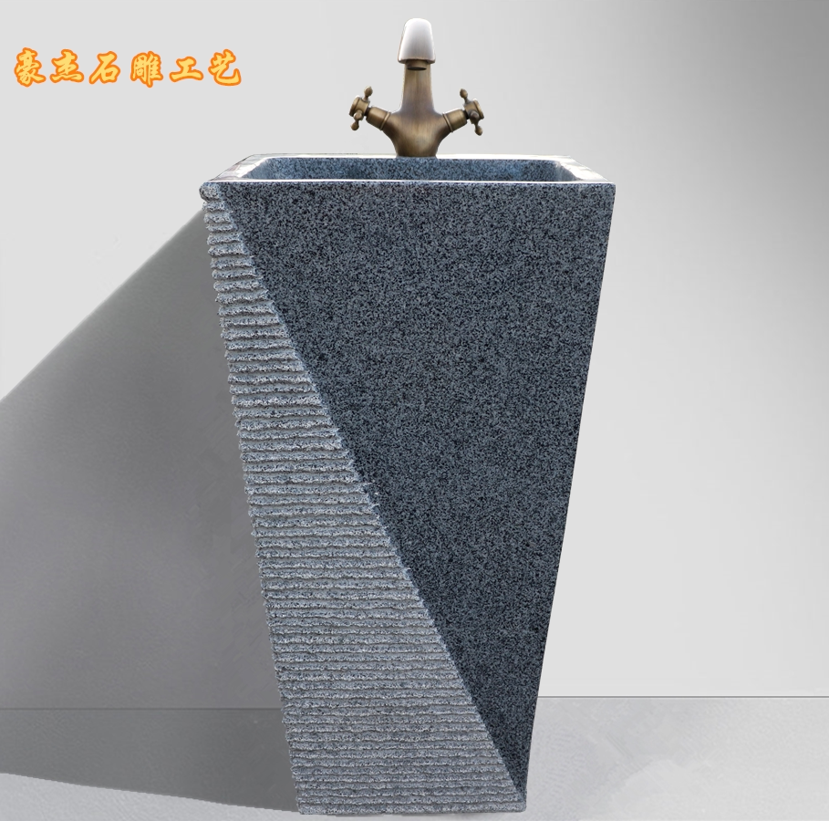 天然石户外洗手盆庭院石头洗手盆大理石洗手台阳台一体立柱盆洗手