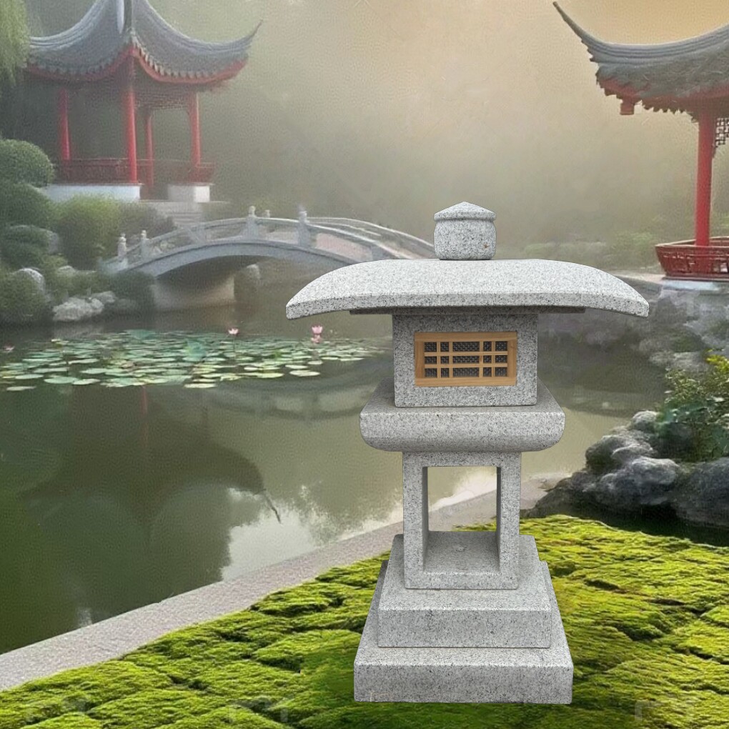 户外石头灯石灯笼日式庭院石灯传统园林景观灯草地灯笼石雕摆件