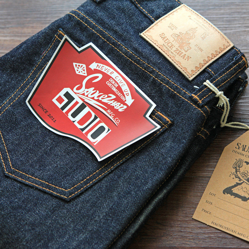 沾酱314xx修身小脚未脱缰原色丹宁赤耳牛仔裤