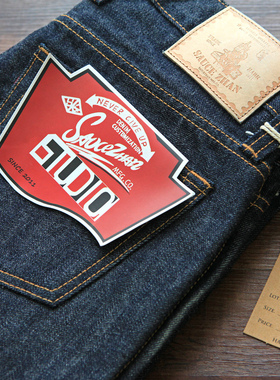 沾酱314xx修身小脚未脱缰原色丹宁赤耳牛仔裤