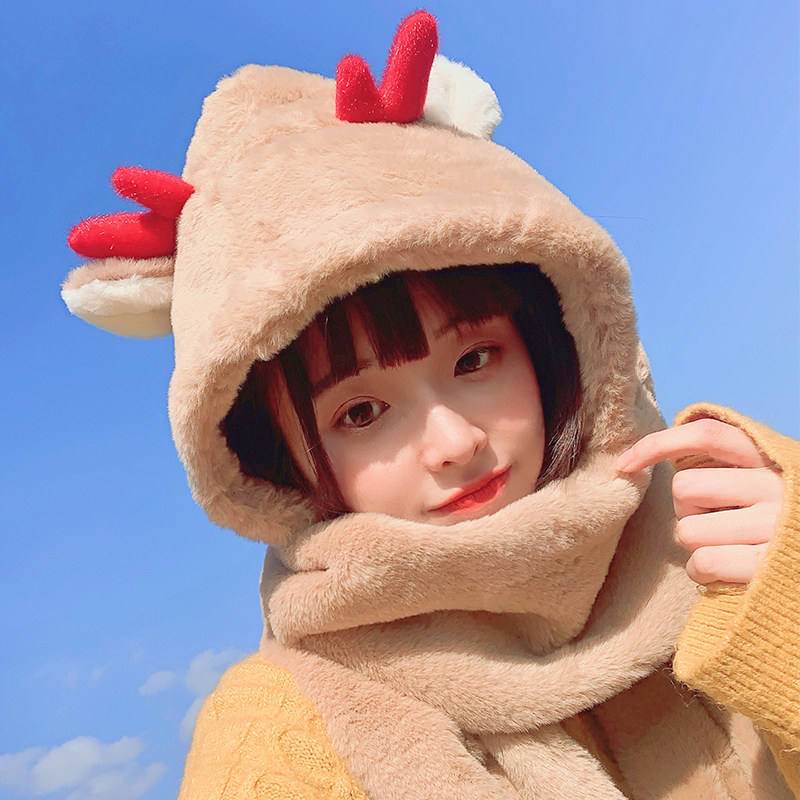 新款秋冬女帽围巾手套三件一体