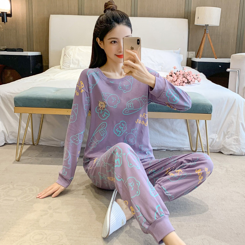 睡衣女款春秋款长袖纯棉可爱卡通全棉家居服女士秋季2023新款套装