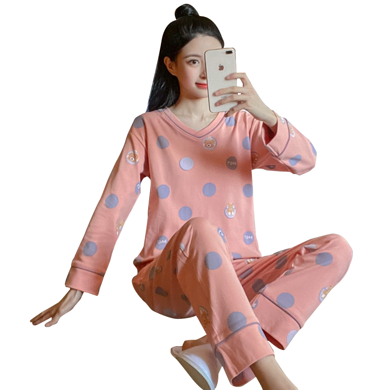 纯棉睡衣女休闲宽松家居服套装