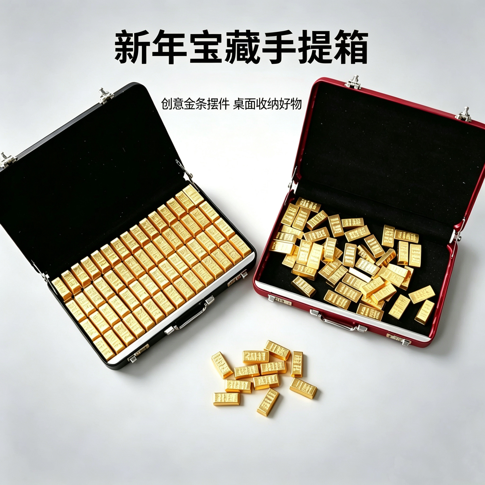仿真铝合金迷你金条行李箱摆件