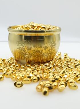 招财进宝小铜盆摆件百福米缸纯黄铜聚宝盆存钱罐居家客厅聚财米缸