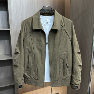 潮流简约帅气百搭休闲纯色上衣外套男 翻领夹克男士 2026春秋季 新款