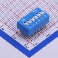 DS-06BP拨码开关蓝色6PIN-2.54mm立式直插正拨拨码开关现货