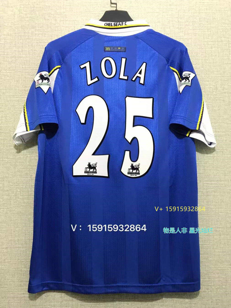 97-99切尔西主场蓝军雄起的标志性球衣25号左拉4号古利特经典球衣