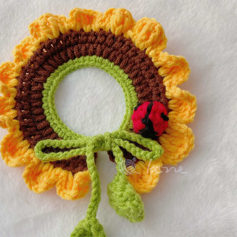 kezze可吱手工宠物项圈向日葵造型可爱日本帽子狗狗猫咪泰迪围巾