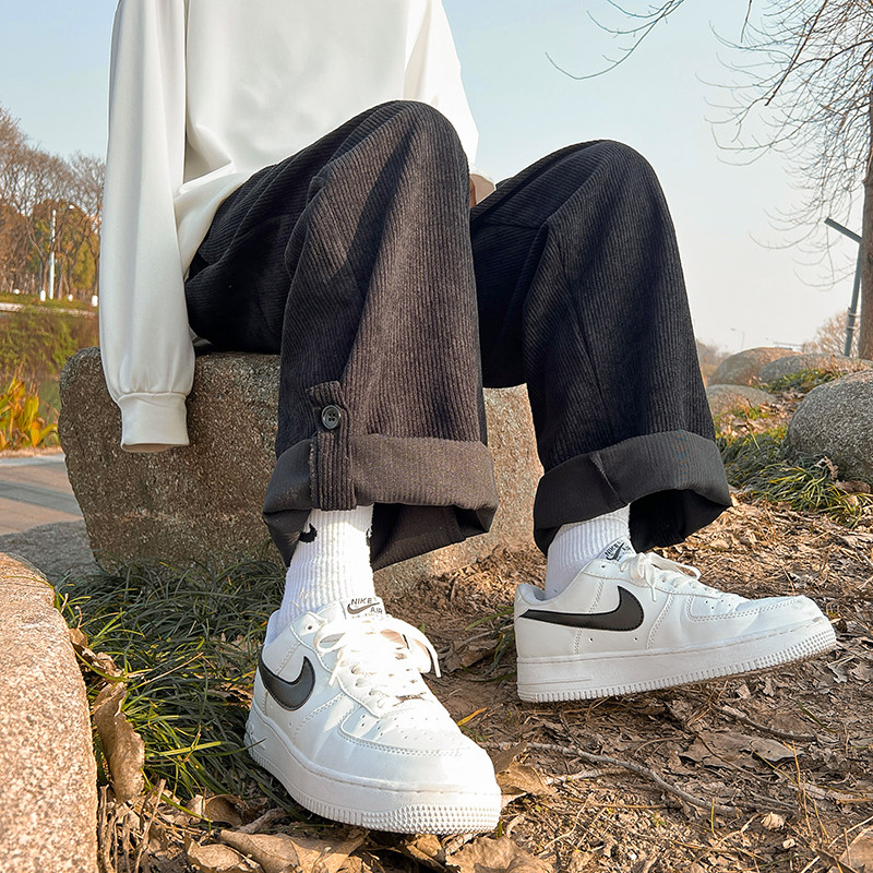 2025春款纯色灯芯绒休闲裤宽松直筒裤子D201-DM92-P40，男装休闲裤，电商D321-1