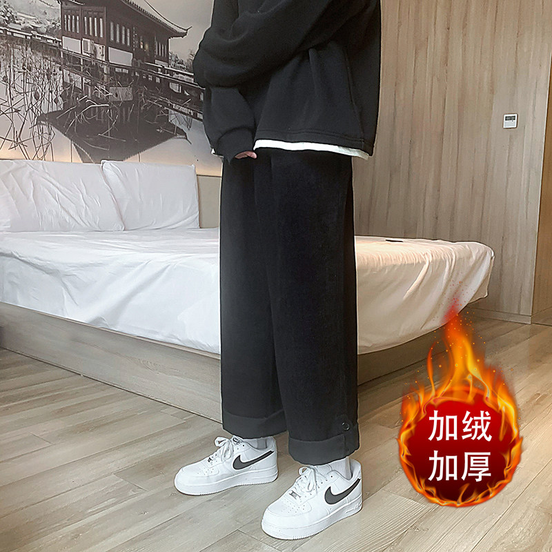 2025男装冬款宽松休闲直筒灯芯绒加绒加厚运动裤DM92J-P50直筒,女装休闲裤,电商D321-1