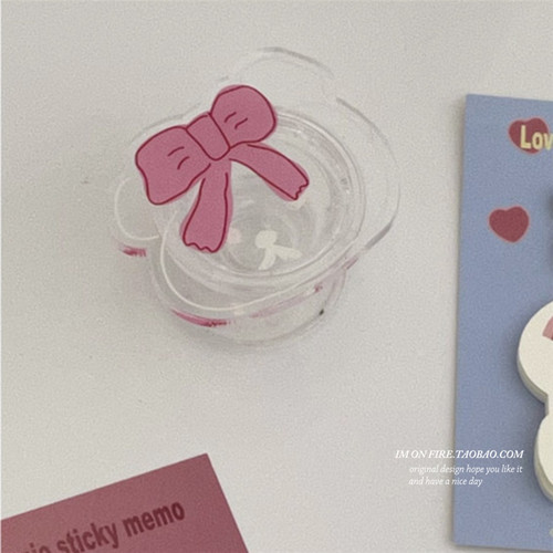 苹果ins透明蝴蝶结小熊气囊支架