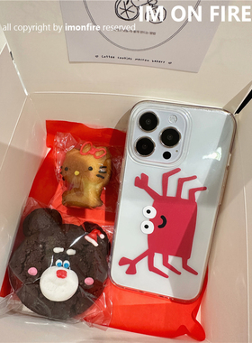 自制韩国ins卡通小众趣味搞怪红色可爱螃蟹iPhone15plus适用于苹果14promax13xs12pro11透明防摔全包手机壳16