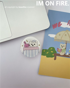 自制韩国ins可爱卡通睡衣小熊粉色兔子透明气囊手机平板伸缩支架