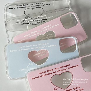 韩国ins文艺清新彩色英文爱心可放照片iPhone13promax12xs11手机壳14plus15pro16pro17