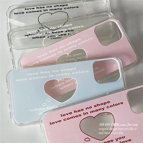 苹果文艺清新彩色英文爱心软壳