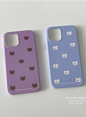 自制韩国ins蓝色紫色文艺简约可爱小熊iPhone12promax11xs13菲林手机壳14plus15pro16