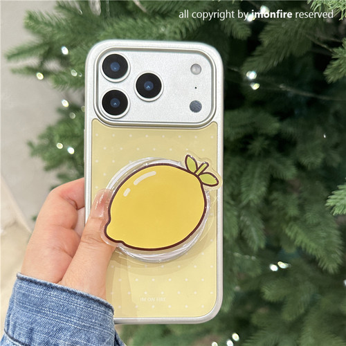 黄色波点柠檬磁吸支架iPhone壳