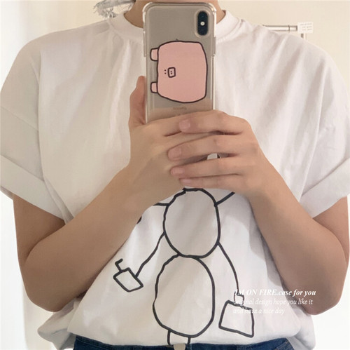 苹果一个猪猪头ins可爱手机壳