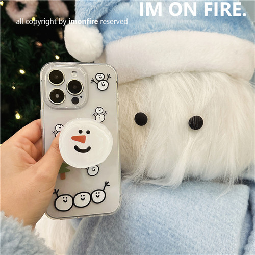 卡通可爱小众雪人树木支架手机壳