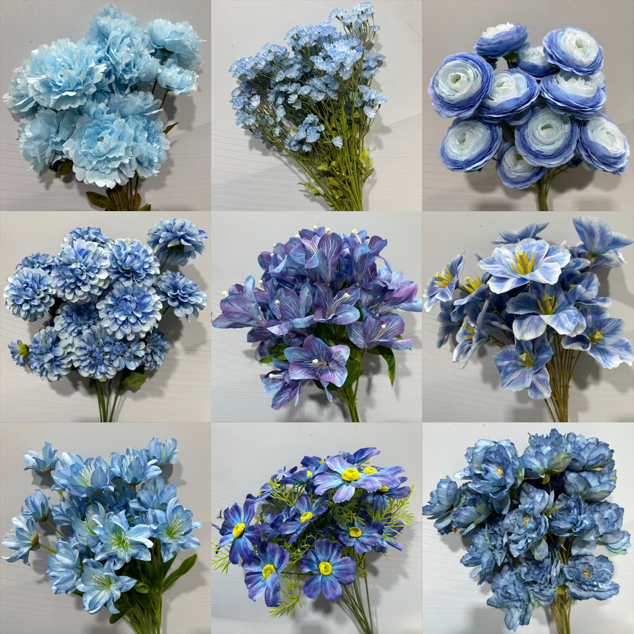 蓝色系仿真花婚庆花材绢花