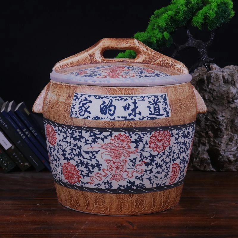 景德镇陶瓷米缸带盖米桶防虫防潮